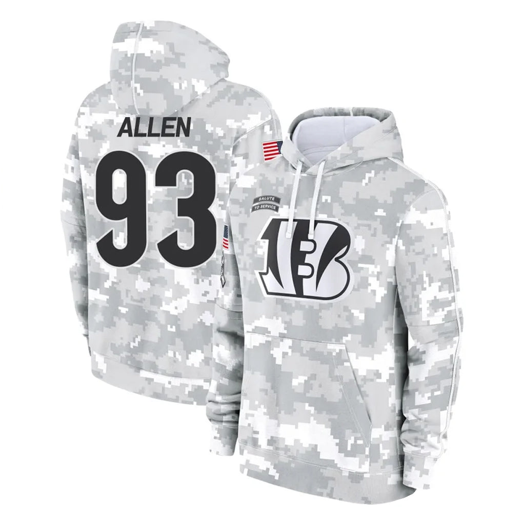 Rebec C.Bengals #93 Jonathan Allen Player Arctic Camo Salute to Service Pullover Hoodie Limited Stitched Jerseys