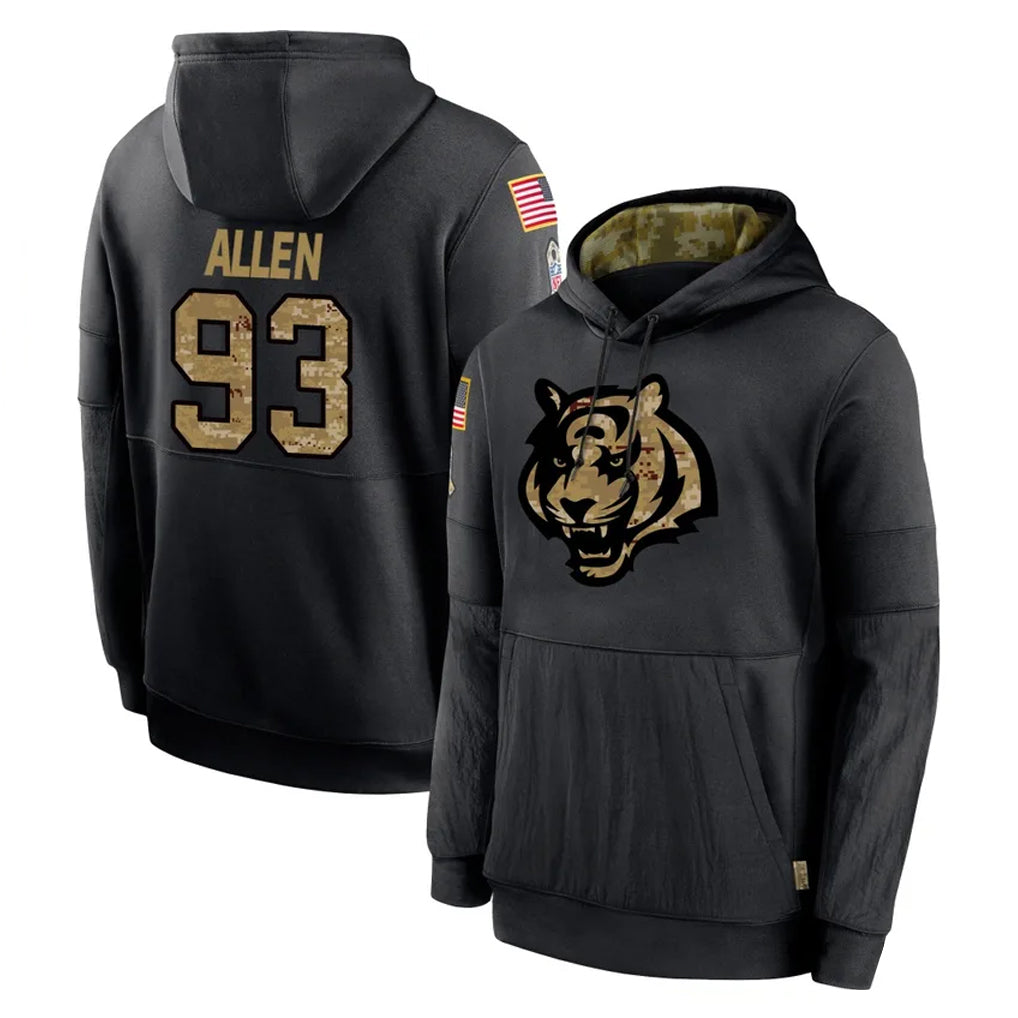 Rebec C.Bengals #93 Jonathan Allen Player Black Salute to Service Pullover Hoodies Limited Stitched Jerseys