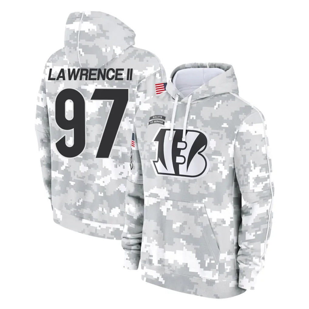 Rebec C.Bengals #97 Dexter Lawrence II Player Arctic Camo Salute to Service Pullover Hoodie Limited Stitched Jerseys