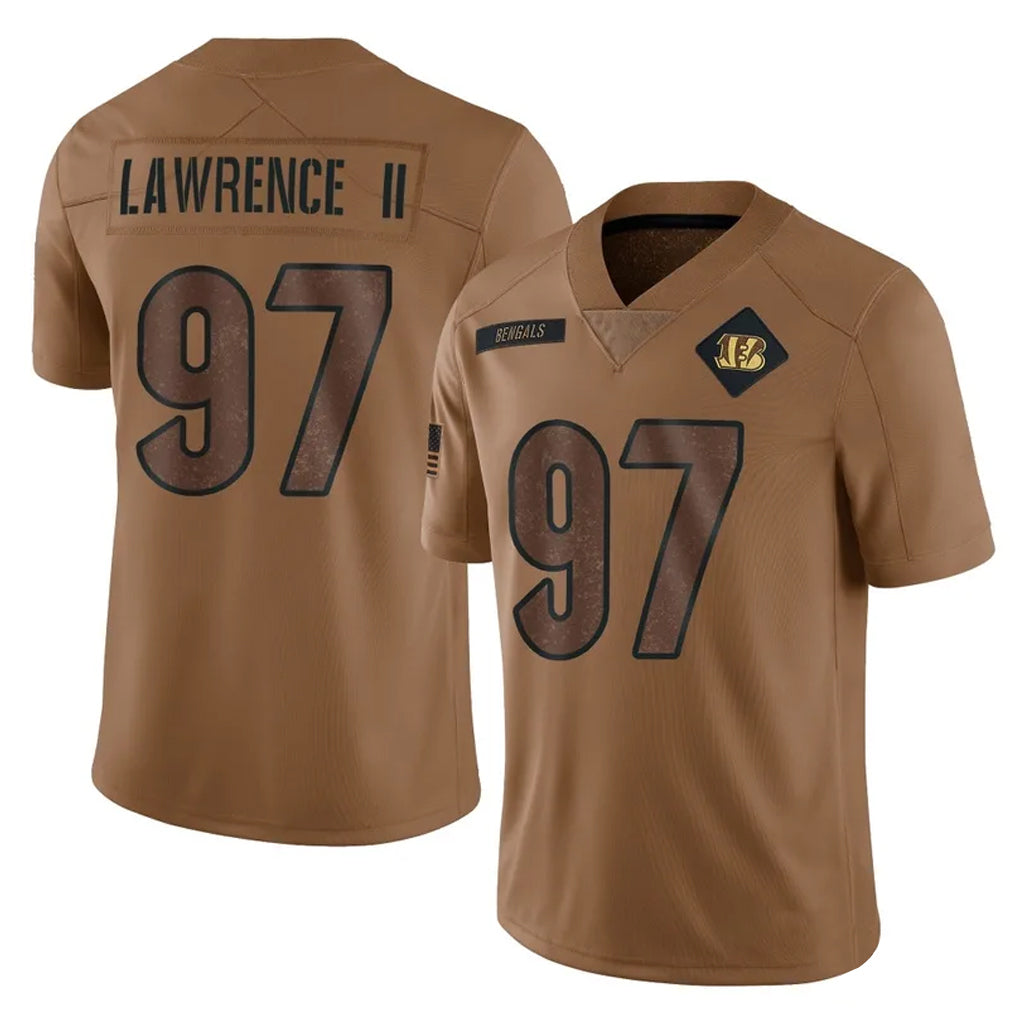 Rebec C.Bengals #97 Dexter Lawrence II Player Brown Salute to Service Limited Stitched Jerseys