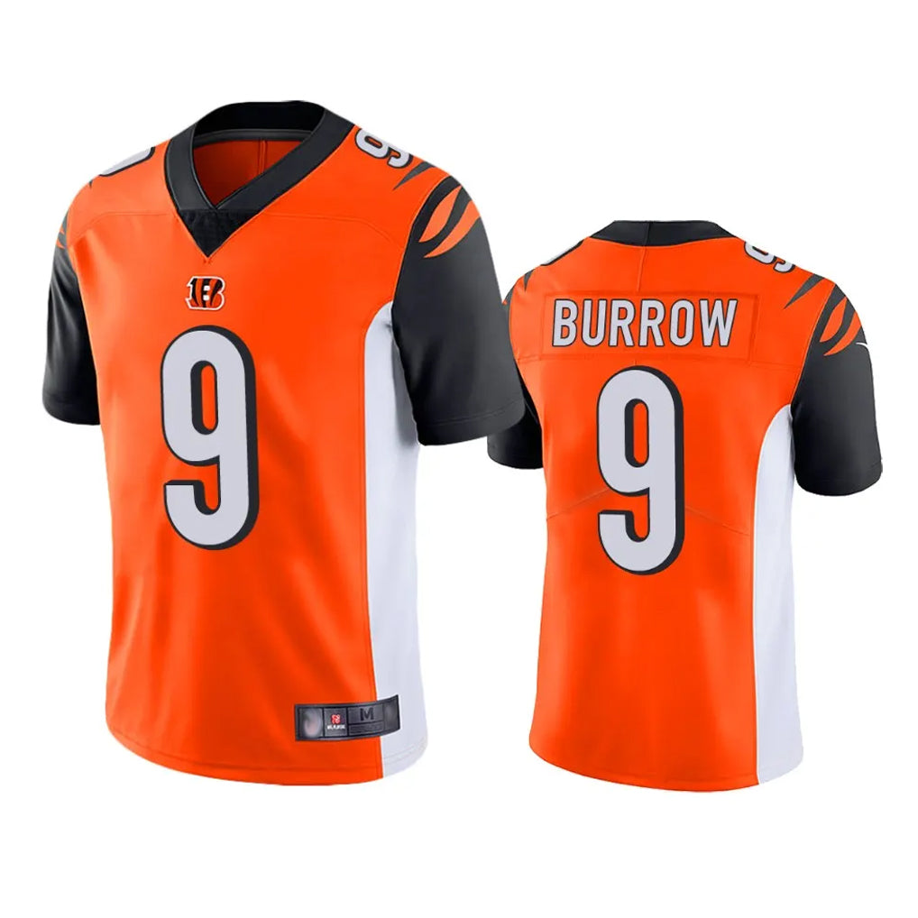 Rebec C.Bengals #9 Joe Burrow Player Orange Limited Home Game Stitched Jerseys