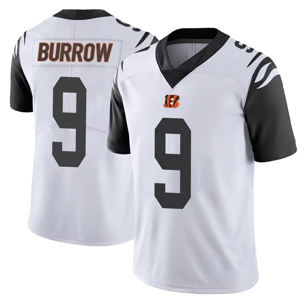 Rebec C.Bengals #9 Joe Burrow Player White Color Rush Vapor Untouchable Limted Home Game Stitched Jerseys