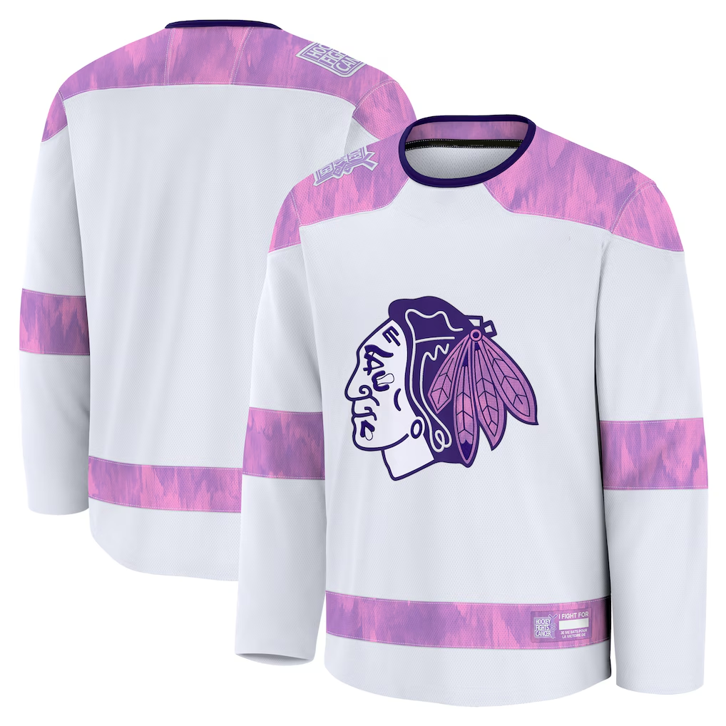 Rebec C.Blackhawks White 2024 Hockey Fights Cancer Practice Jerseys