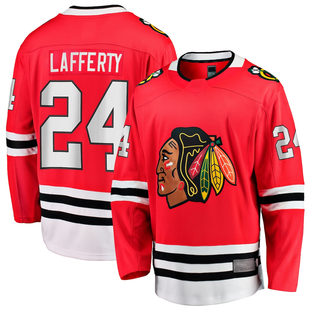 Rebec C.Blackhawks #24 Sam Lafferty  Red Home Breakaway Jerseys