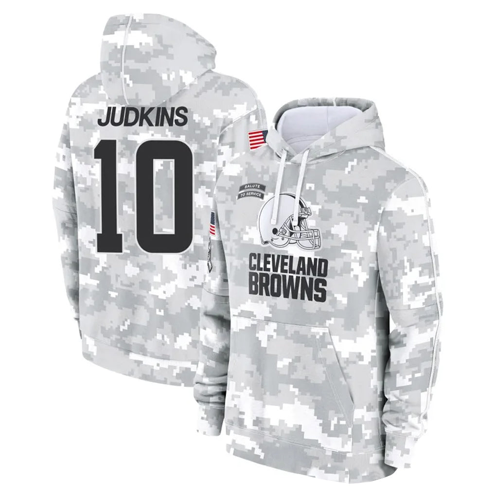 Rebec C.Browns #10 Quinshon Judkins Player Arctic Camo Salute to Service Hoodies Limited Game Stitched Jerseys