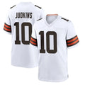 Rebec C.Browns #10 Quinshon Judkins Player White Home Game Stitched Jerseys
