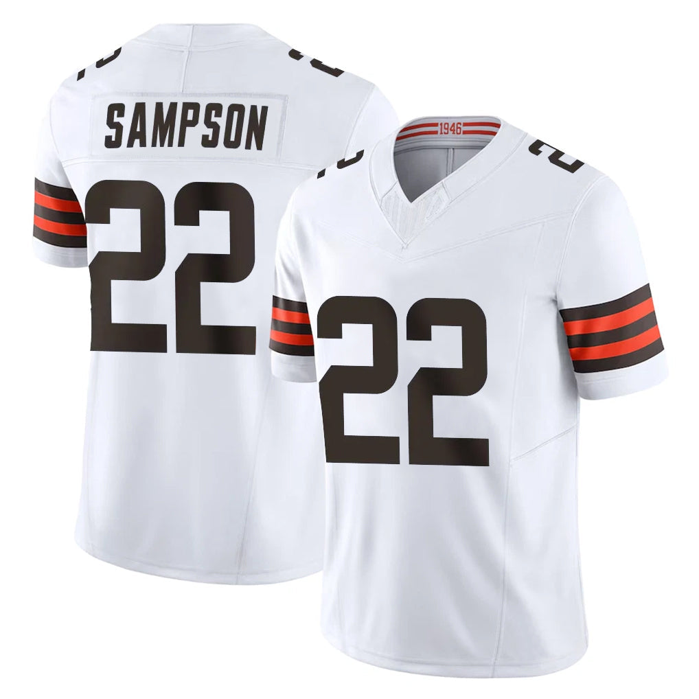 Rebec C.Browns #22 Dylan Sampson Player White Vapor F.U.S.E. Limited Home Game Stitched Jerseys