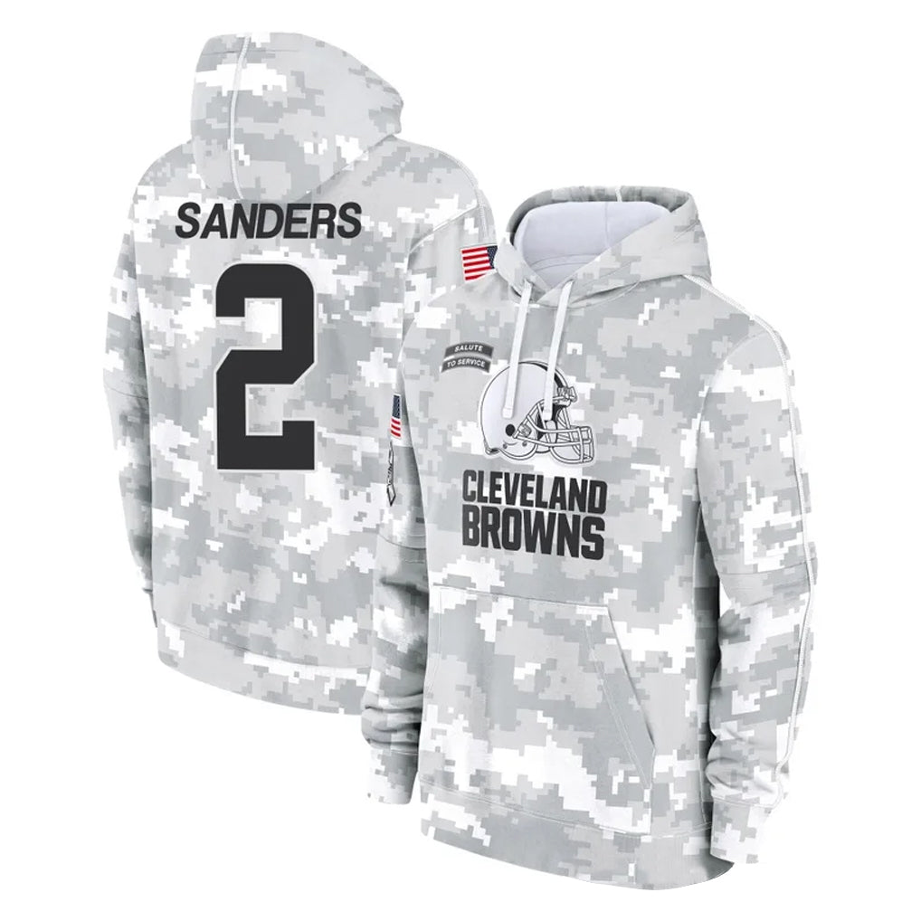 Rebec C.Browns #2 Shedeur Sanders Player Arctic Camo Salute to Service Hoodies Limited Game Stitched Jerseys