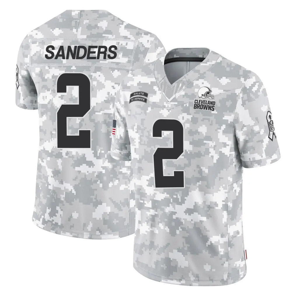 Rebec C.Browns #2 Shedeur Sanders Player Arctic Camo Salute to Service Limited Home Game Stitched Jerseys