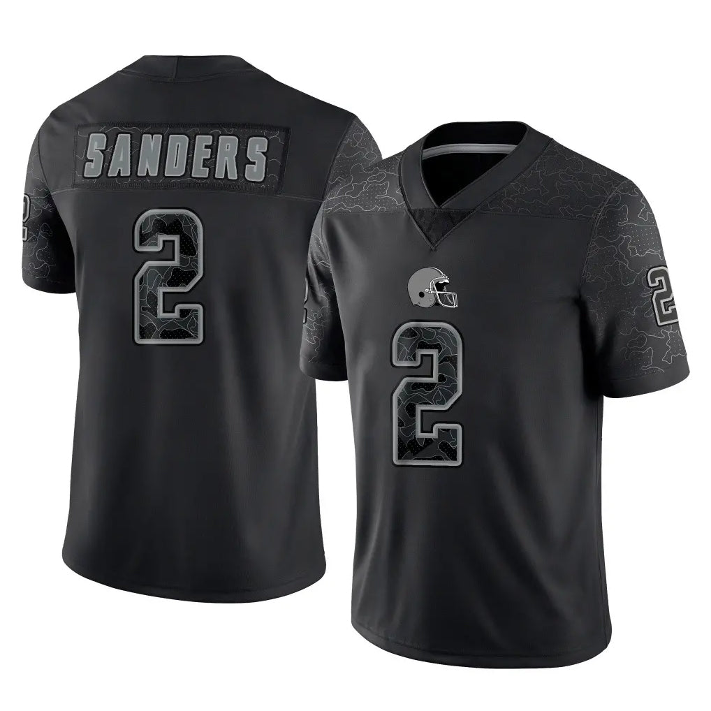 Rebec C.Browns #2 Shedeur Sanders Player Black Reflective Home Game Stitched Jerseys