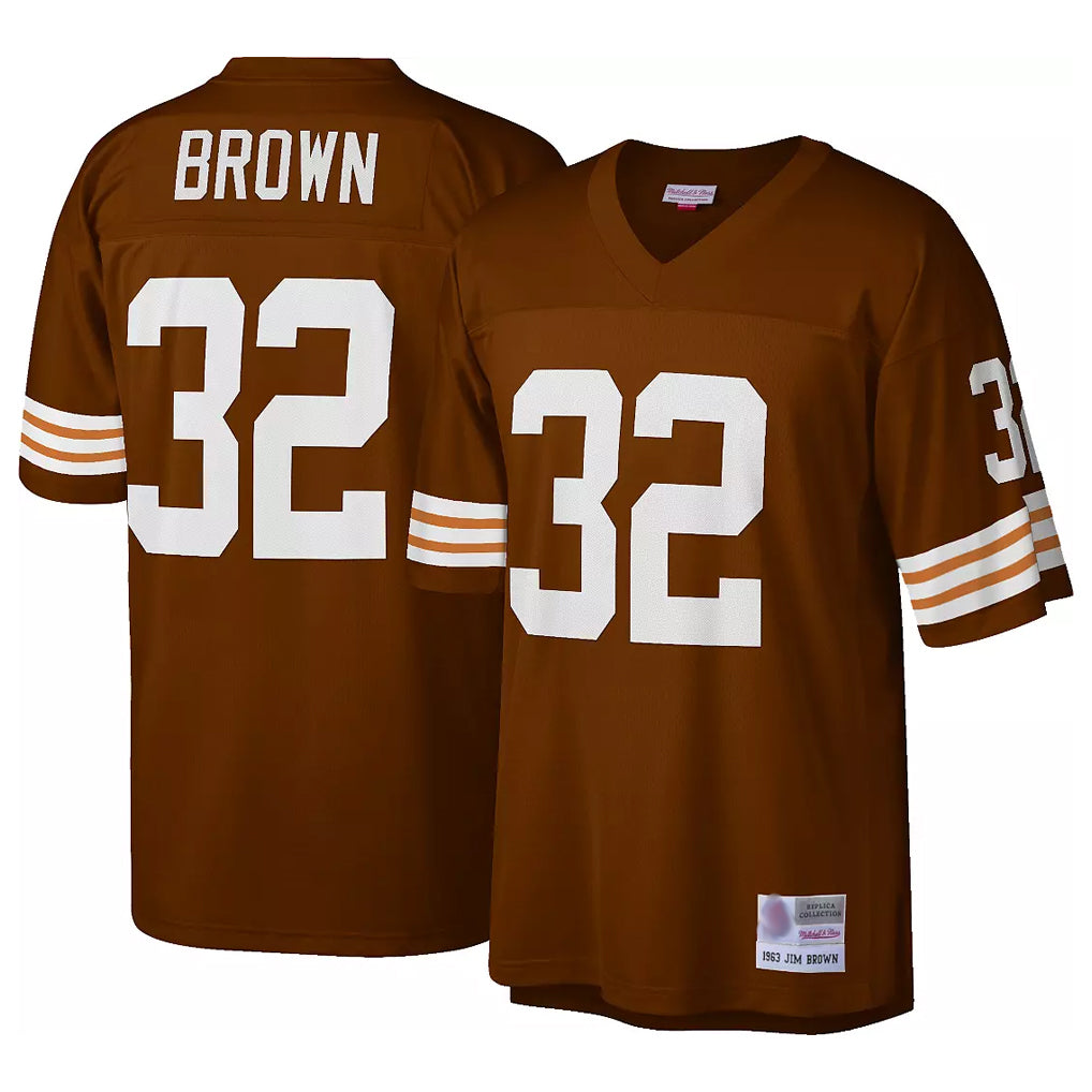 Rebec C.Browns #32 Jim Brown Player Brown Mitchell & Ness 1963 Throwback Stitched Jerseys