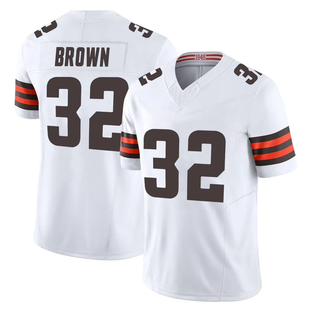 Rebec C.Browns #32 Jim Brown Player White Vapor F.U.S.E. Limited Home Game Stitched Jerseys