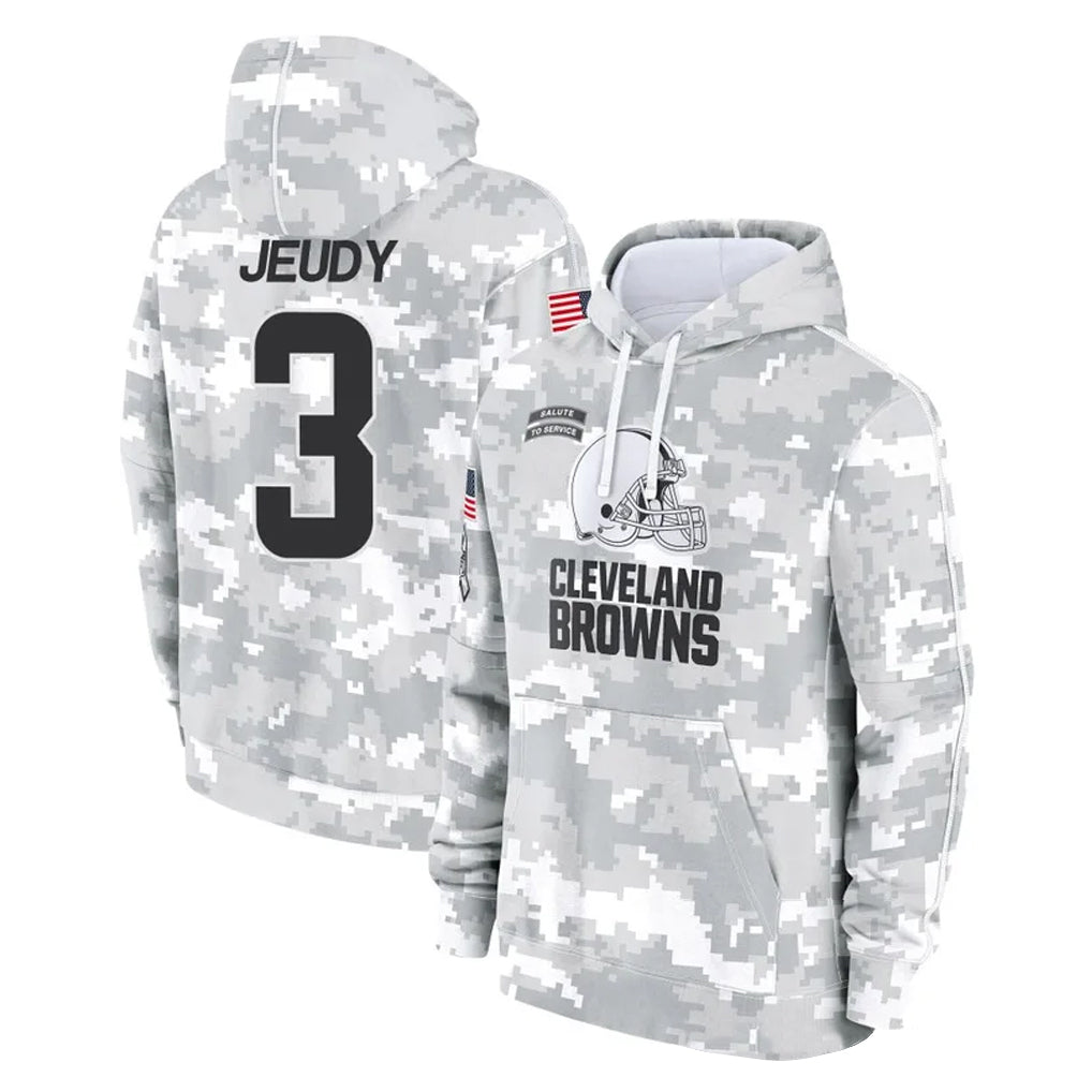 Rebec C.Browns #3 Jerry Jeudy Player Arctic Camo Salute to Service Hoodies Limited Game Stitched Jerseys