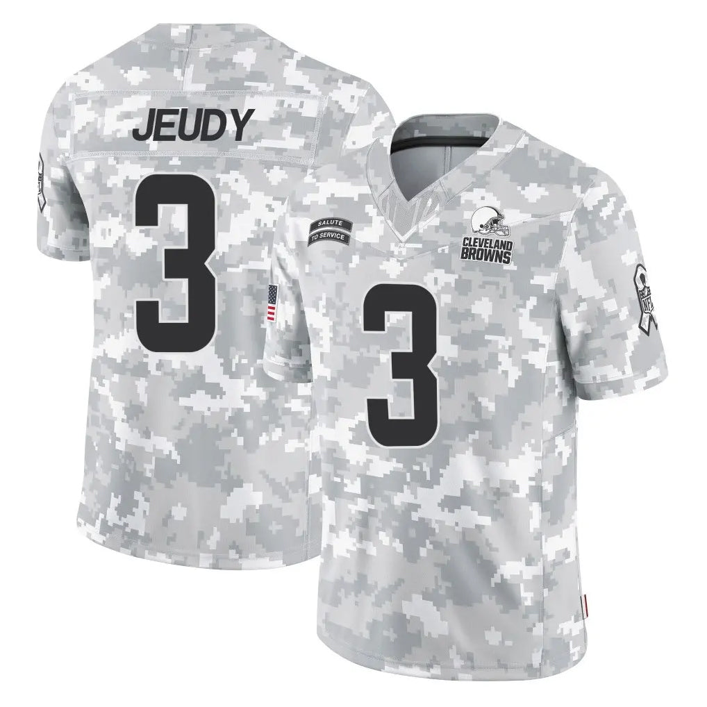 Rebec C.Browns #3 Jerry Jeudy Player Arctic Camo Salute to Service Limited Home Game Stitched Jerseys