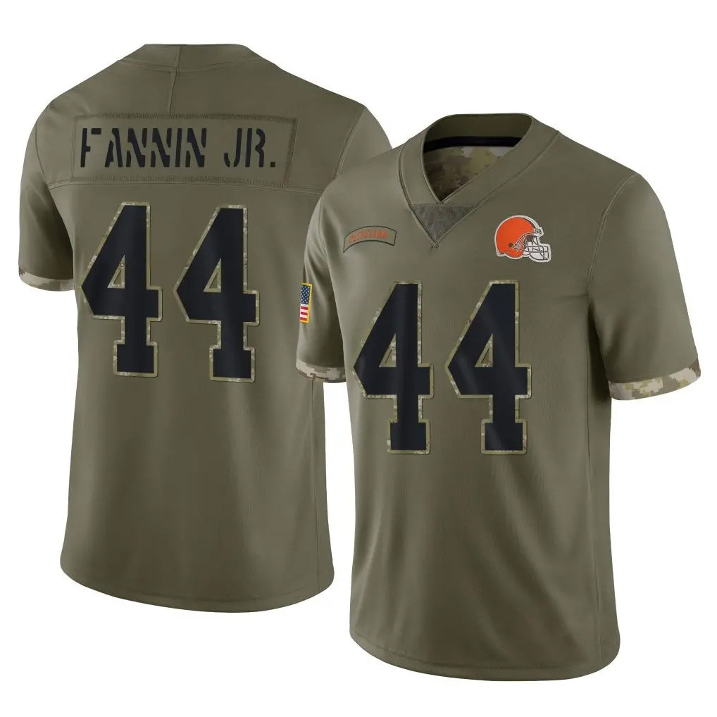 Rebec C.Browns #44 Harold Fannin Jr. Player Olive Salute to Service Limited Game Stitched Jerseys