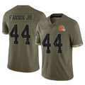 Rebec C.Browns #44 Harold Fannin Jr. Player Olive Salute to Service Limited Game Stitched Jerseys