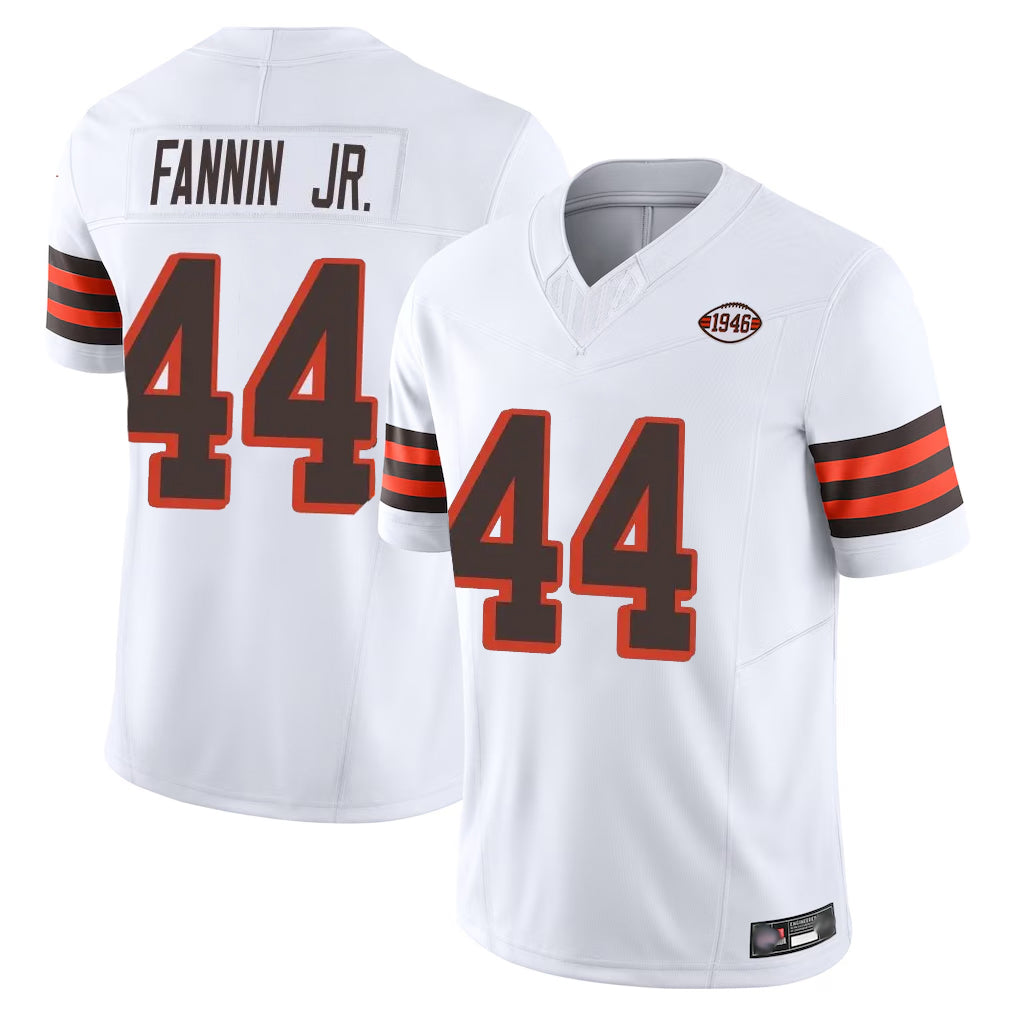 Rebec C.Browns #44 Harold Fannin Jr. Player White Limited Vapor F.U.S.E. Alternate Game Stitched Jerseys