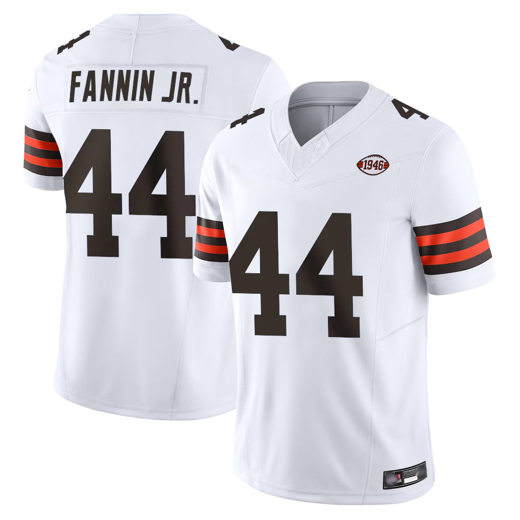 Rebec C.Browns #44 Harold Fannin Jr. Player White Vapor F.U.S.E. Limited Home Game Stitched Jerseys