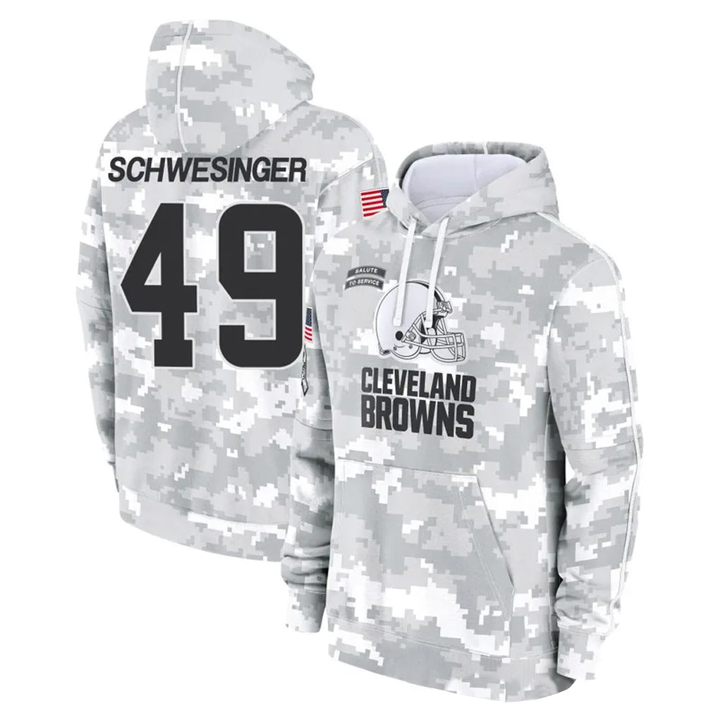 Rebec C.Browns #49 Carson Schwesinger Player Arctic Camo Salute to Service Hoodies Limited Game Stitched Jerseys