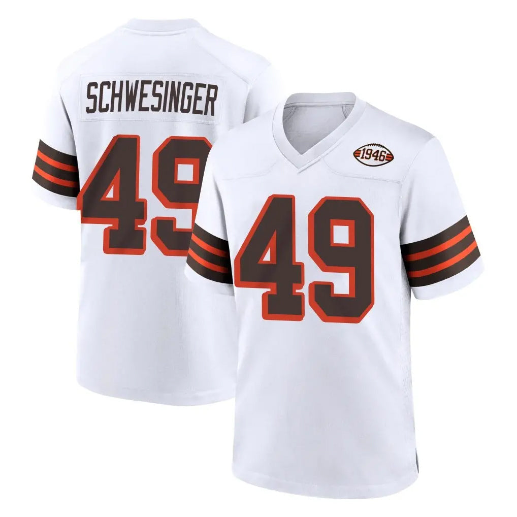 Rebec C.Browns #49 Carson Schwesinger Player White Alternate Home Game Stitched Jerseys