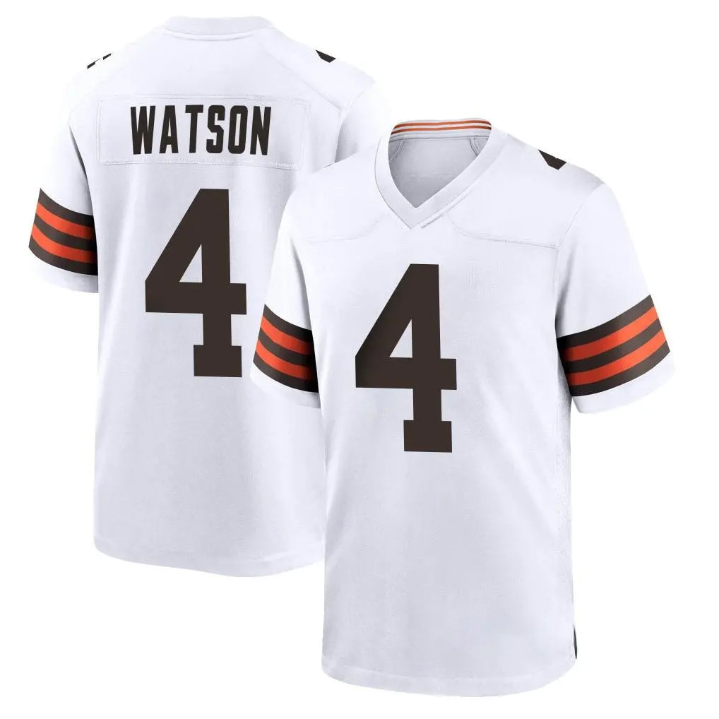 Rebec C.Browns #4 Deshaun Watson Player White Home Game Stitched Jerseys