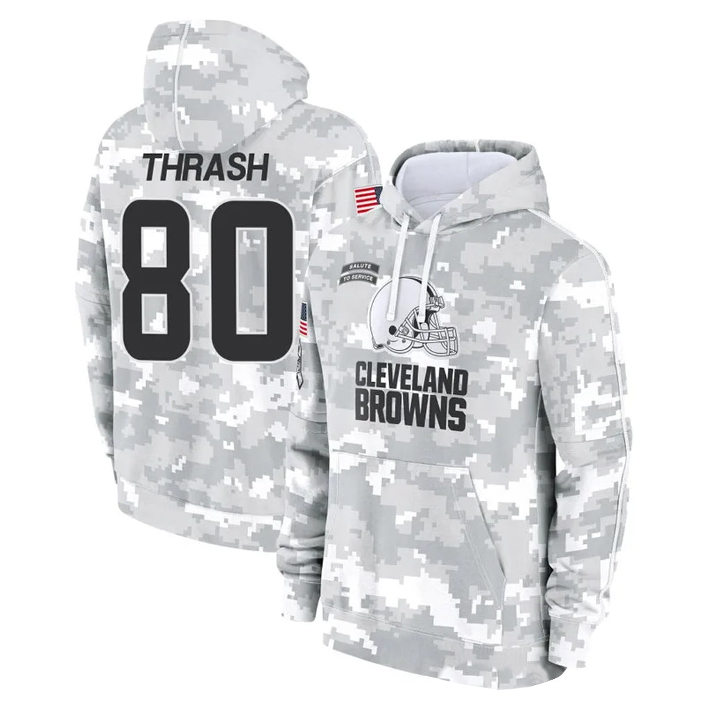 Rebec C.Browns #80 Jamari Thrash Player Arctic Camo Salute to Service Hoodies Limited Game Stitched Jerseys