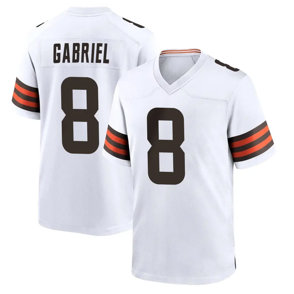 Rebec C.Browns #8 Dillon Gabriel Player White Home Game Stitched Jerseys