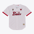 Rebec C.Bulls Mitchell & Ness White Head Coach Pinstripe Mesh Full-Button Baseball Jerseys