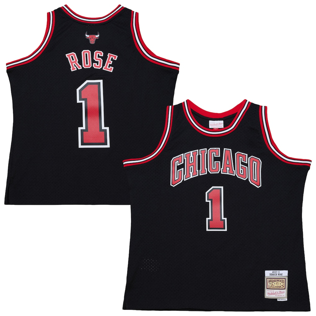 Rebec C.Bulls #1 Derrick Rose Mitchell & Ness Black Big & Tall 201011 Swingman Jerseys