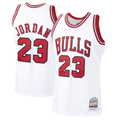 Rebec C.Bulls #23 Michael Jordan Mitchell & Ness White 199798 Hardwood Classics Authentic Jerseys