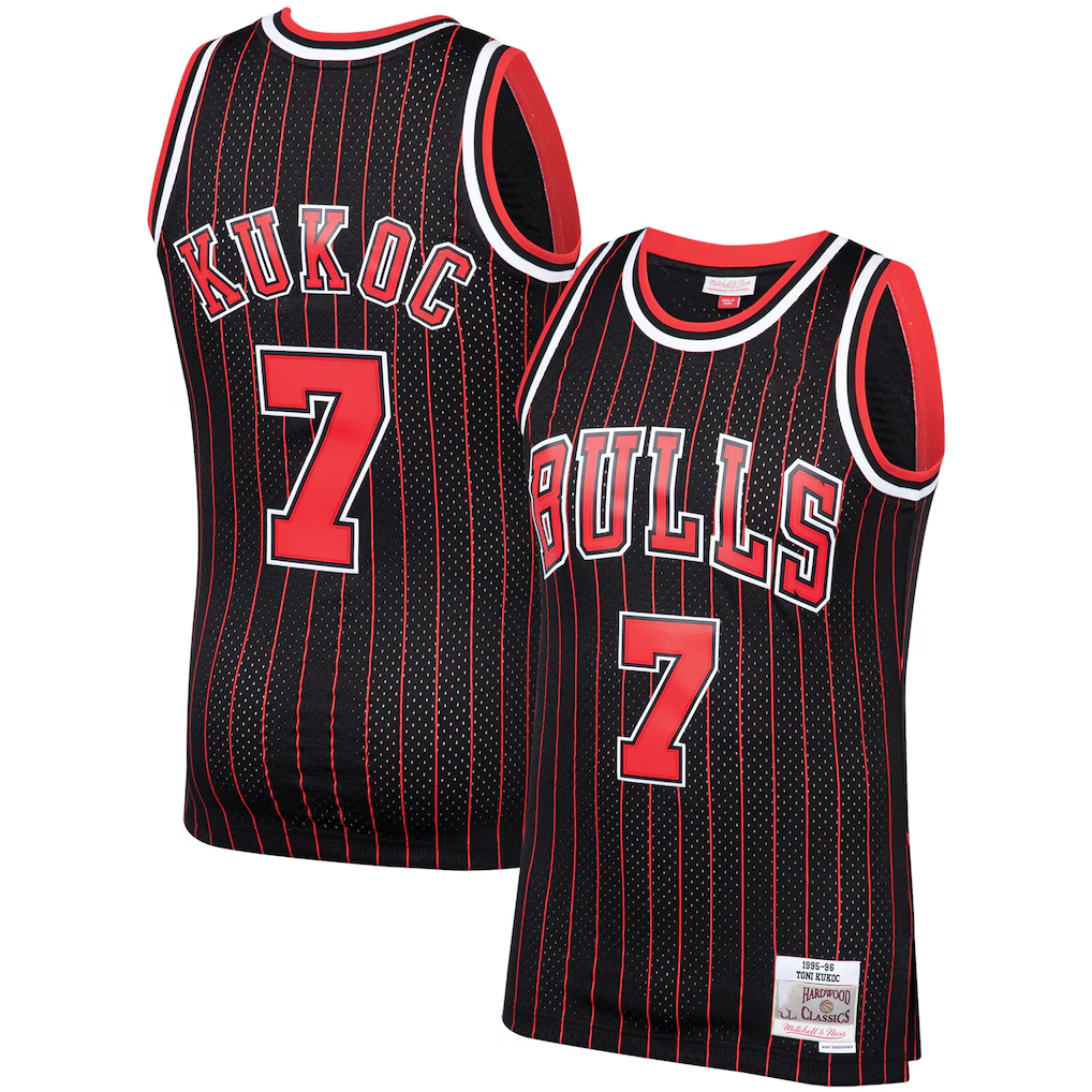 Rebec C.Bulls #7 Toni Kukoc Mitchell & Ness Black 199596 Hardwood Classics Swingman Jerseys