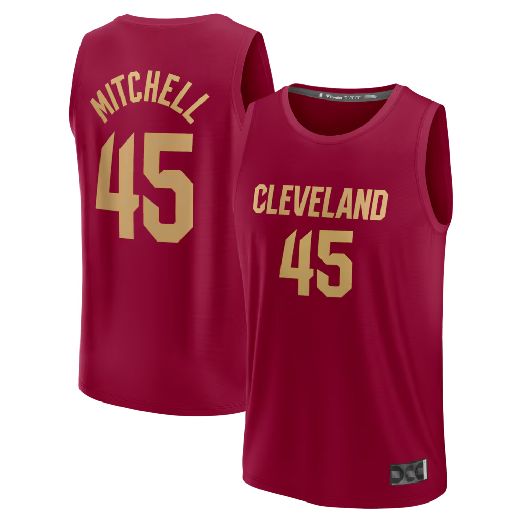 Rebec C.Cavaliers #45 Donovan Mitchell  Wine Fast Break Replica Jerseys - Icon Edition