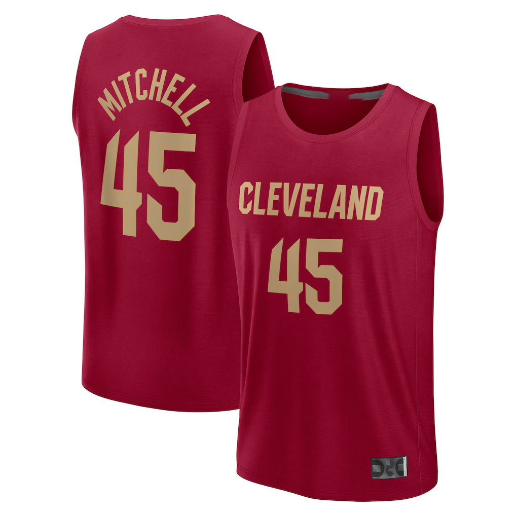 Rebec C.Cavaliers #45 Donovan Mitchell  Wine Fast Break Replica Player Jerseys - Icon Edition