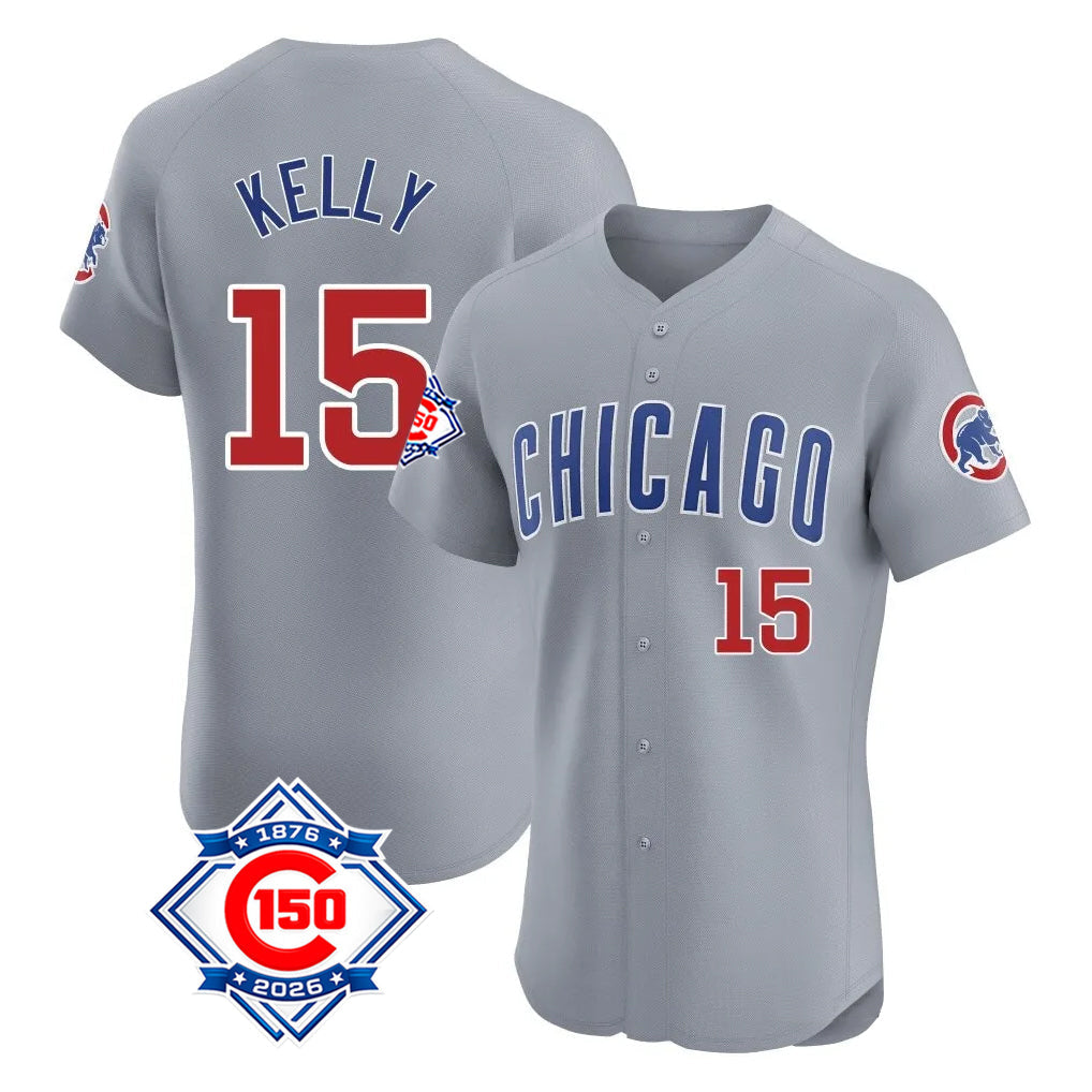Rebec C.Cubs #15 Carson Kelly Player Gray Road 150th Anniversary Limited Elite Home Stitched Jerseys