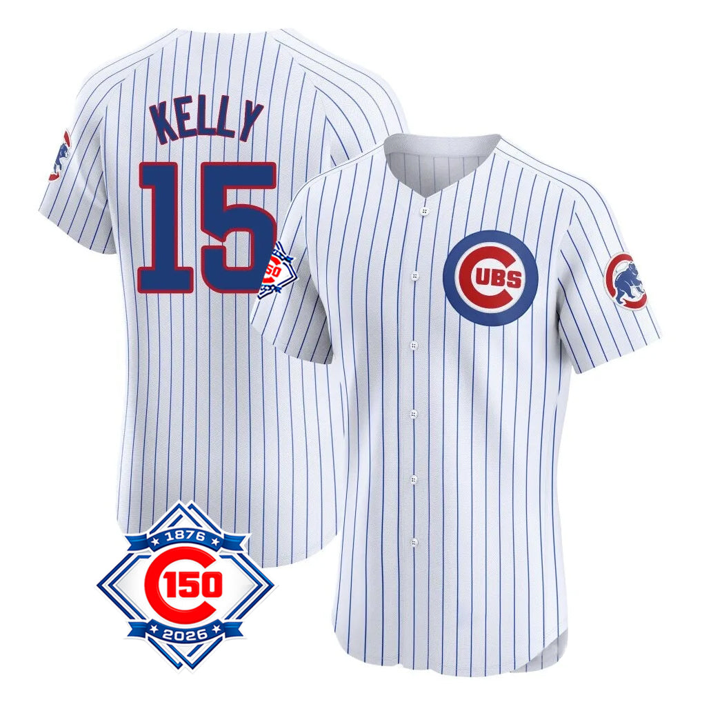 Rebec C.Cubs #15 Carson Kelly Player White 150th Anniversary Limited Elite Home Game Stitched Jerseys