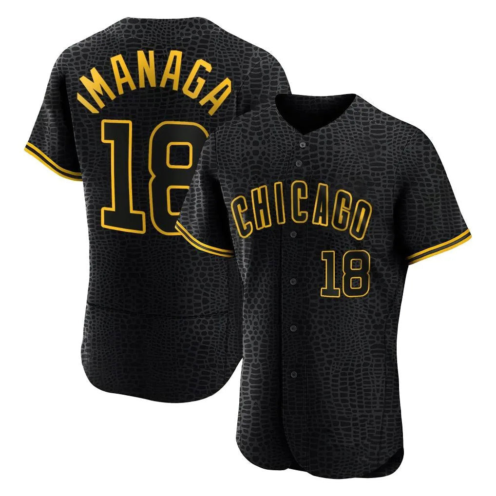Rebec C.Cubs #18 Shota Imanaga Player Black Snake Skin City Limited Elite Home Game Stitched Jerseys
