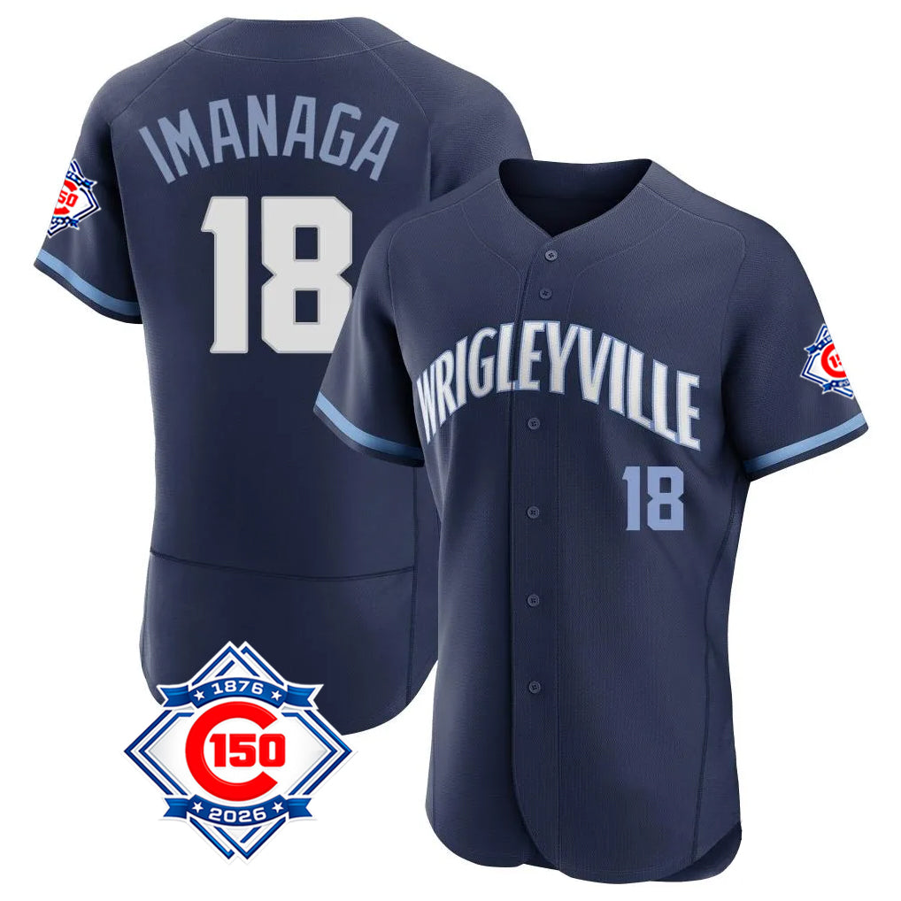 Rebec C.Cubs #18 Shota Imanaga Player Navy City Connect 150th Anniversary Limited Elite Home Stitched Jerseys