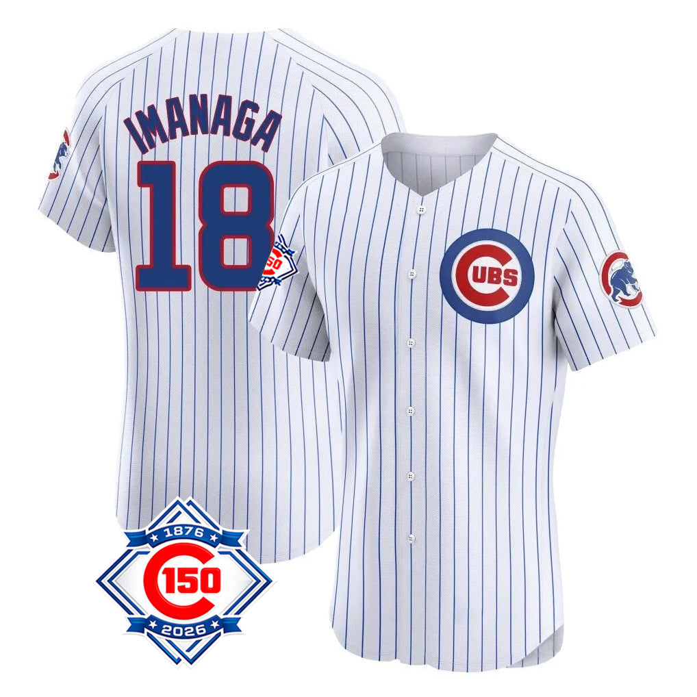 Rebec C.Cubs #18 Shota Imanaga Player White 150th Anniversary Limited Elite Home Game Stitched Jerseys