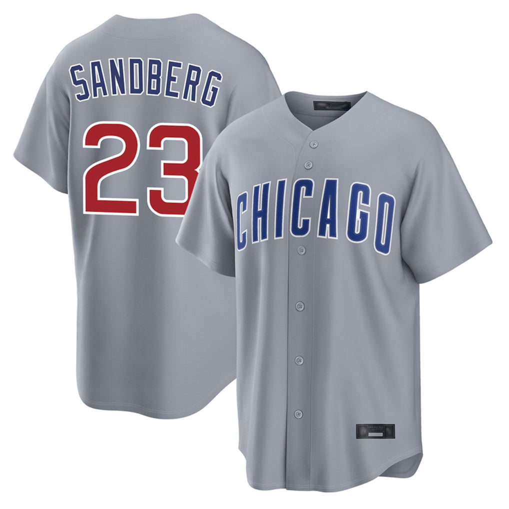 Rebec C.Cubs #23 Ryne Sandberg Player Gray Home Game Stitched Jerseys