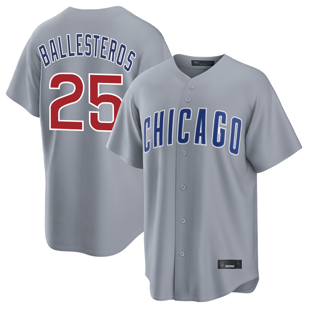 Rebec C.Cubs #25 Mois¨¦s Ballesteros Player Gray Home Game Stitched Jerseys