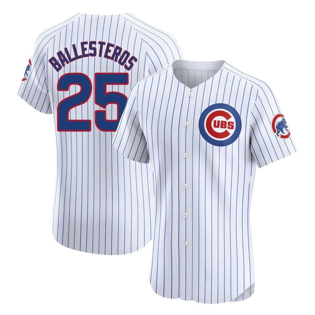Rebec C.Cubs #25 Mois¨¦s Ballesteros Player White Limited Elite Home Game Stitched Jerseys
