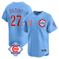 Rebec C.Cubs #27 Seiya Suzuki Player Light Blue 150th Anniversary Limited Home Stitched Jerseys