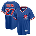 Rebec C.Cubs #27 Seiya Suzuki Player Royal T-shirt Cooperstown Collection Limited Stitched Jerseys