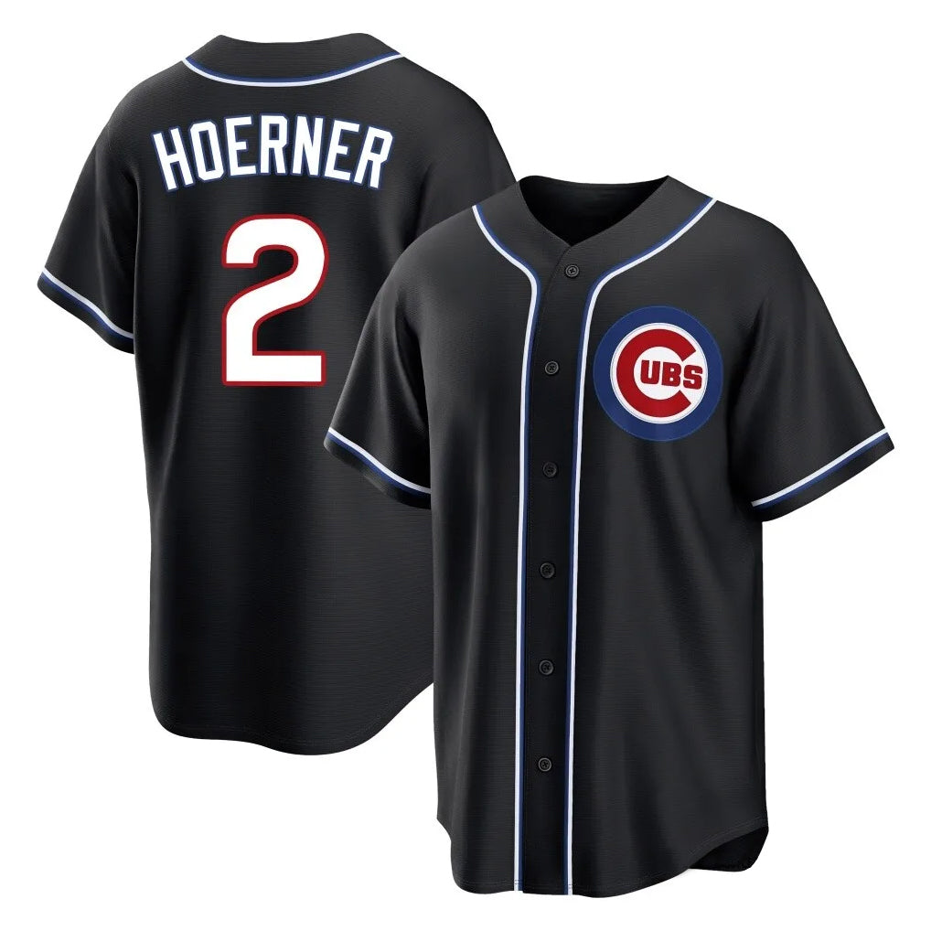 Rebec C.Cubs #2 Nico Hoerner Player Black Fashion Out Game Stitched Jerseys