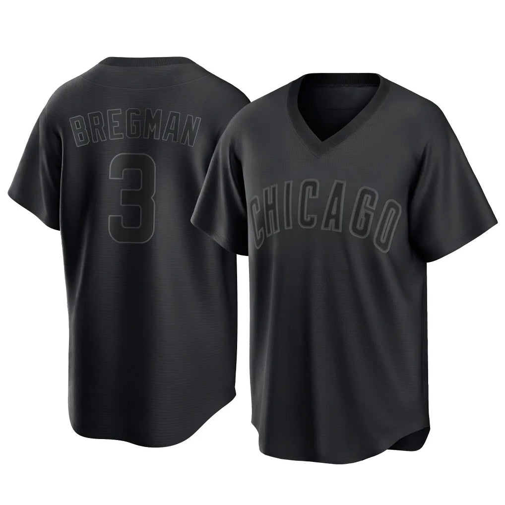 Rebec C.Cubs #3 Alex Bregman Black T-shirt Home Game Stitched Jerseys