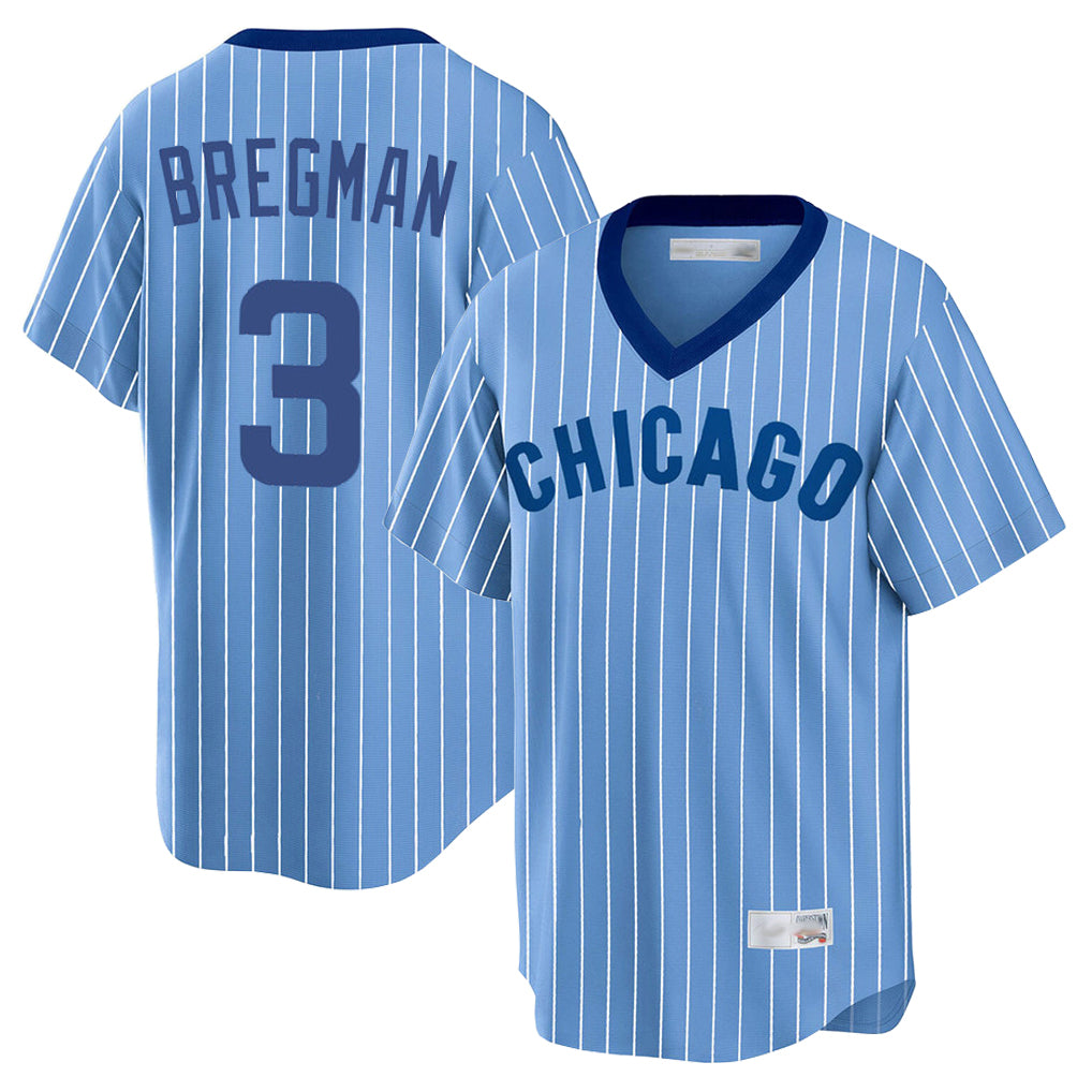 Rebec C.Cubs #3 Alex Bregman Blue T-shirt Cooperstown Collection Limited Stitched Jerseys