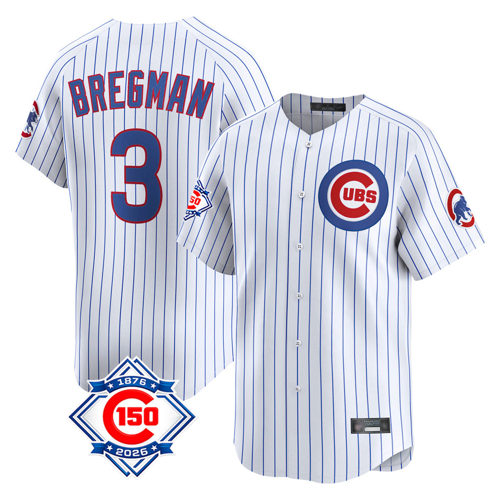Rebec C.Cubs #3 Alex Bregman White Game Home Stitched Jerseys