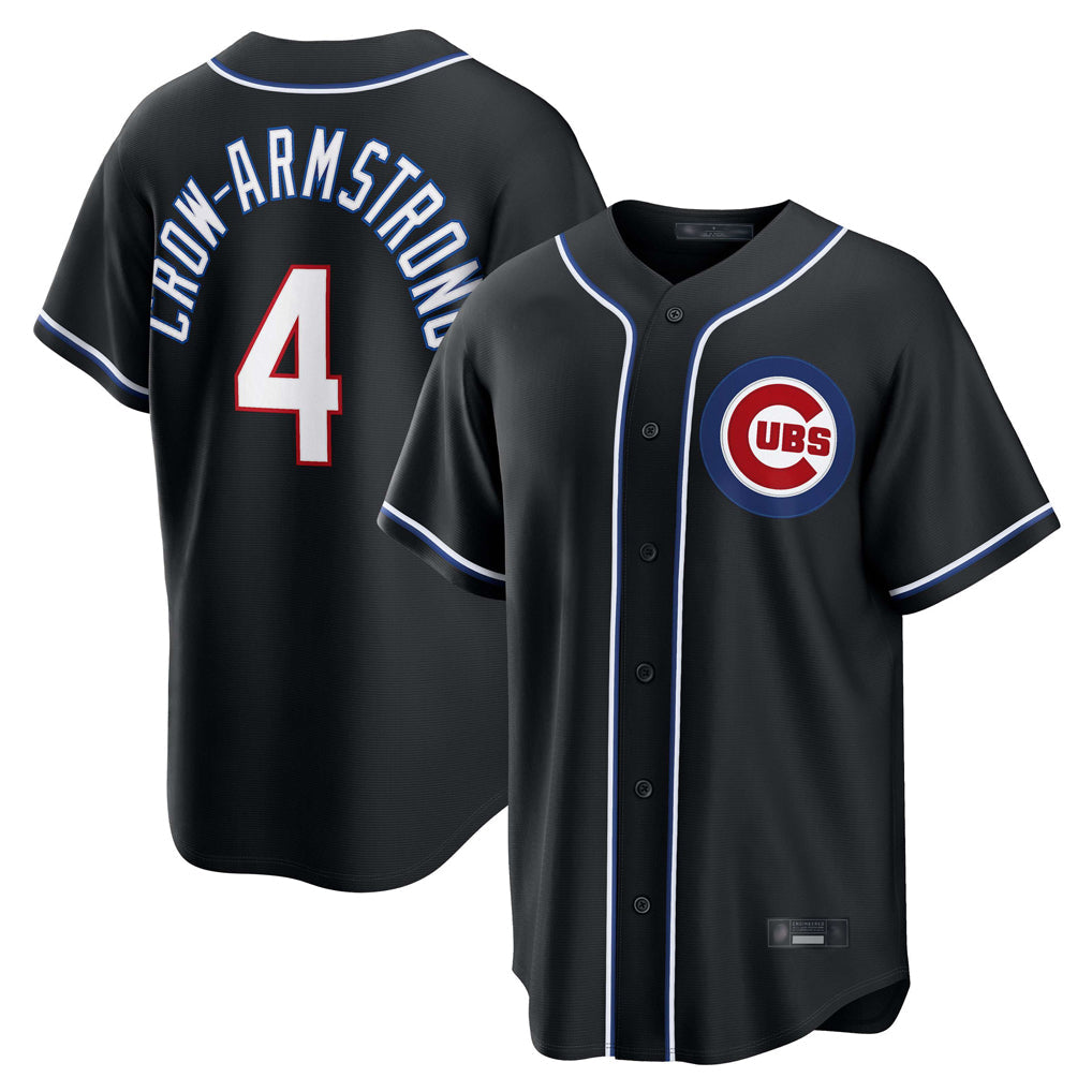 Rebec C.Cubs #4 Pete Crow-Armstrong Player Black Fashion Out Game Stitched Jerseys