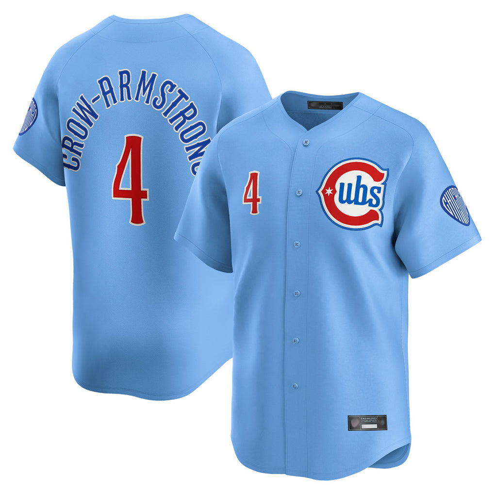 Rebec C.Cubs #4 Pete Crow-Armstrong Player Light Blue Limited Home Stitched Jerseys