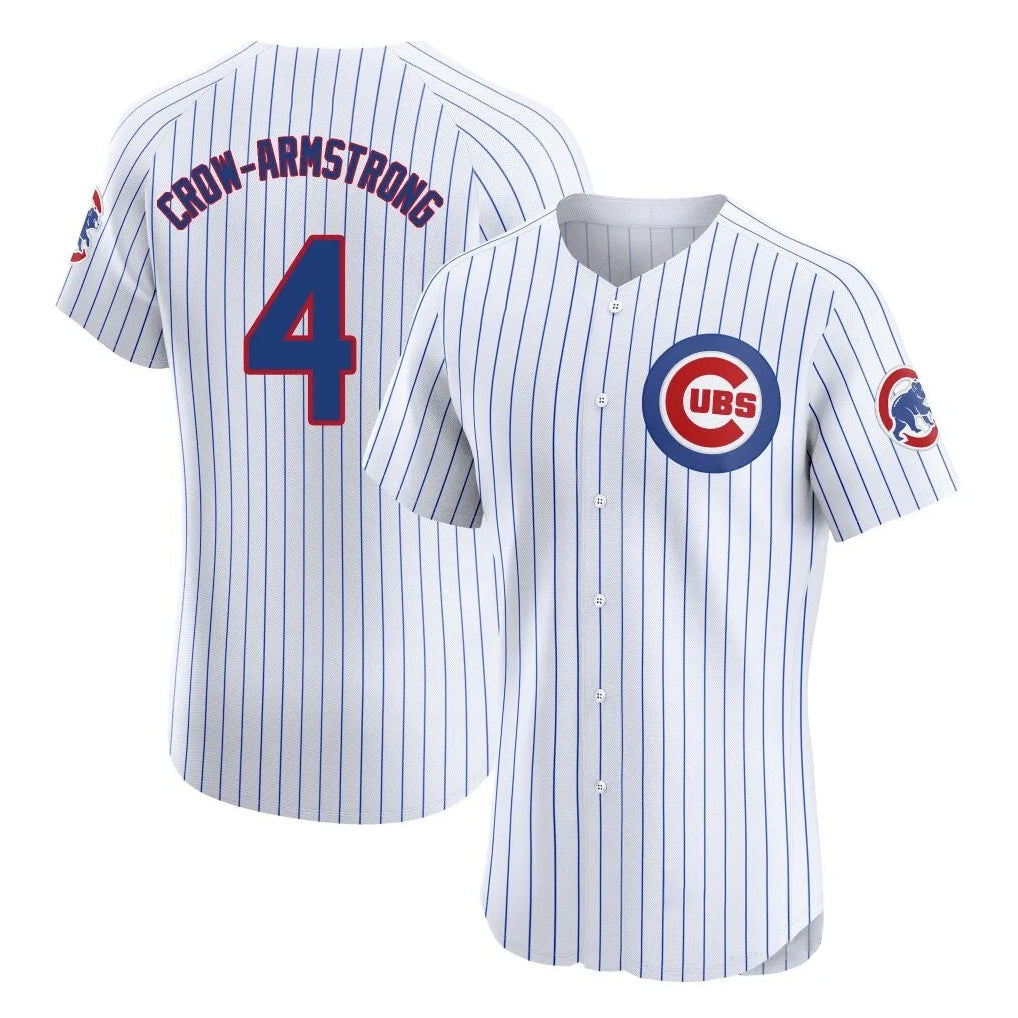 Rebec C.Cubs #4 Pete Crow-Armstrong Player White Limited Elite Home Game Stitched Jerseys